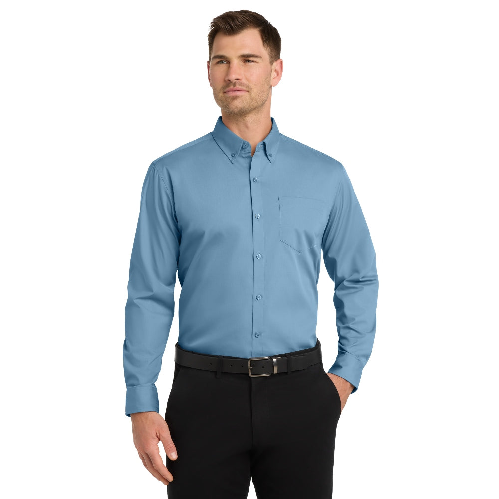 Port Authority® Long Sleeve Carefree Poplin Shirt - Carolina Blue