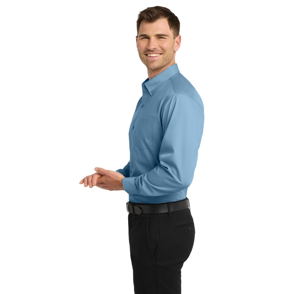 Port Authority® Long Sleeve Carefree Poplin Shirt - Carolina Blue