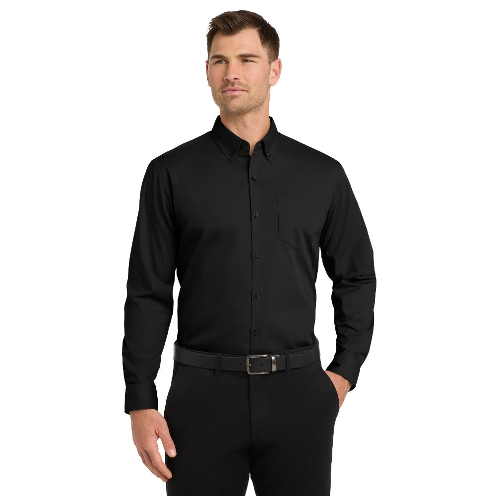 Port Authority® Long Sleeve Carefree Poplin Shirt - Deep Black