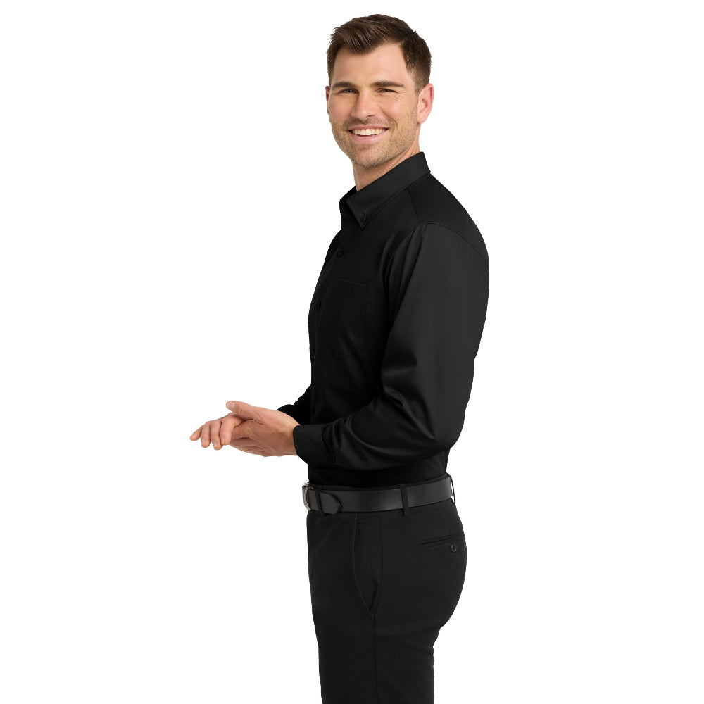 Port Authority® Long Sleeve Carefree Poplin Shirt - Deep Black