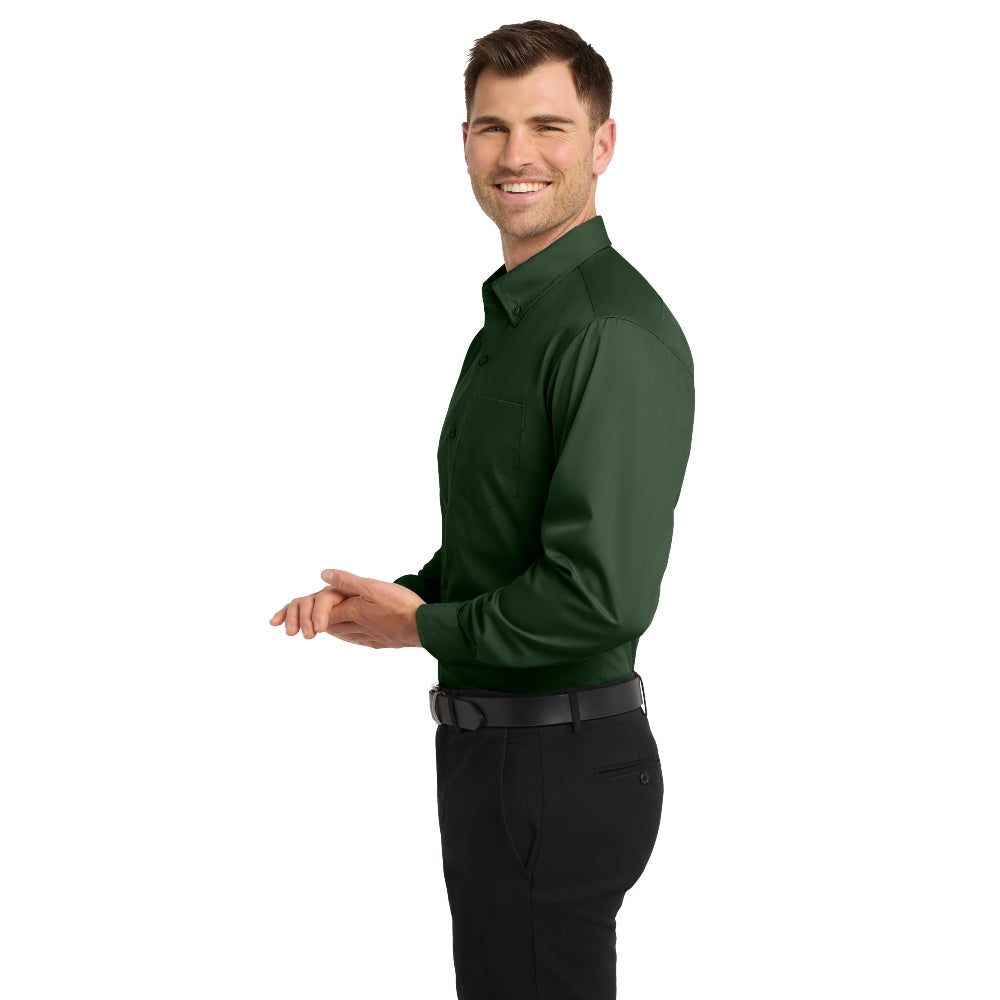 Port Authority® Long Sleeve Carefree Poplin Shirt - Deep Forest Green