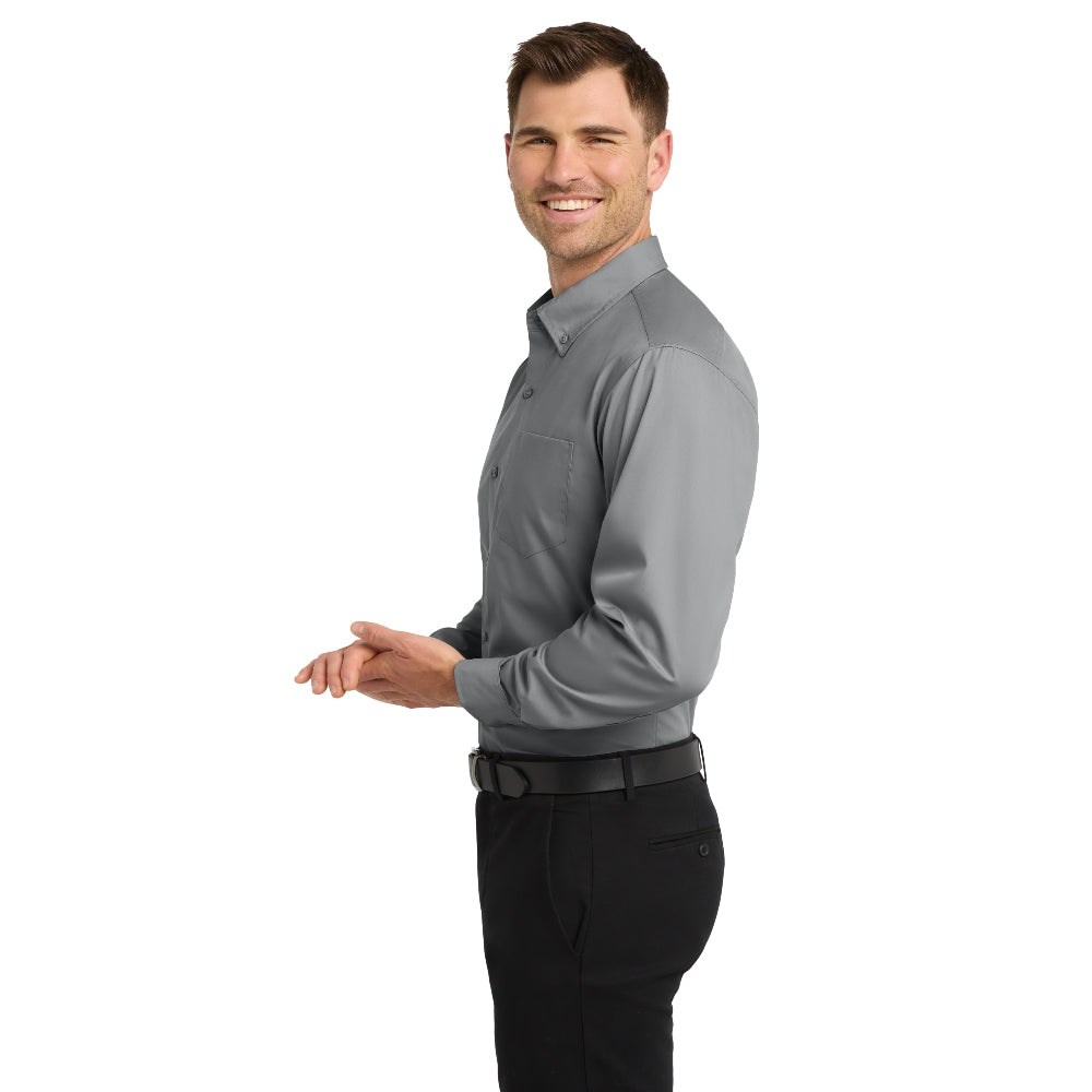 Port Authority® Long Sleeve Carefree Poplin Shirt - Gusty Grey