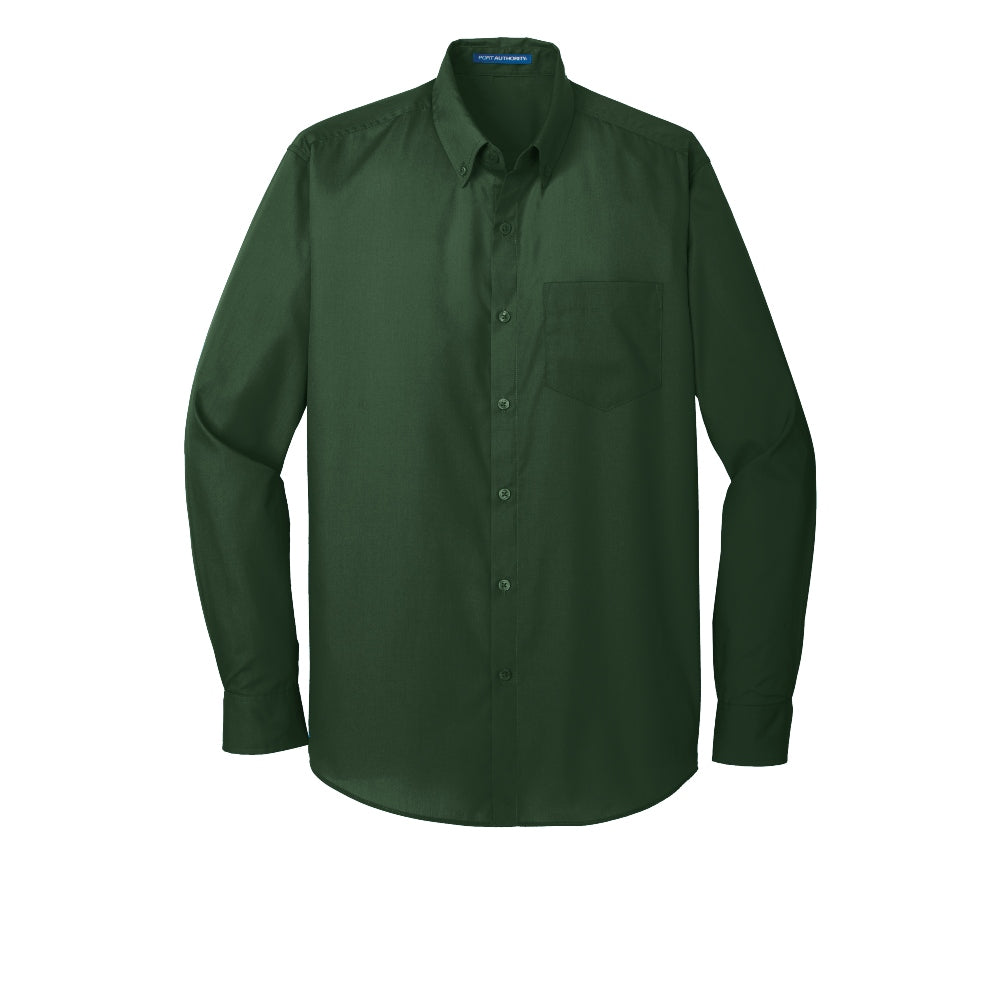 Port Authority® Long Sleeve Carefree Poplin Shirt - Deep Forest Green
