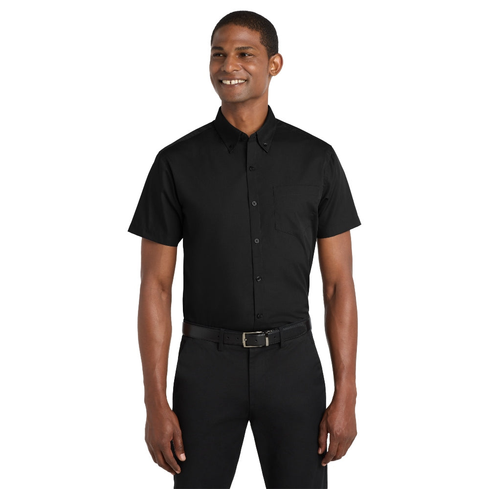 Port Authority® Short Sleeve Carefree Poplin Shirt - Deep Black
