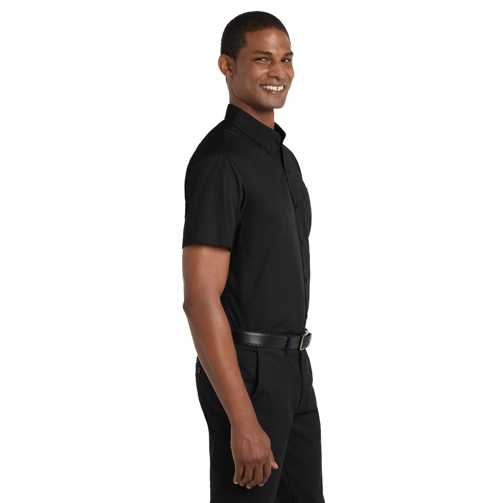 Port Authority® Short Sleeve Carefree Poplin Shirt - Deep Black