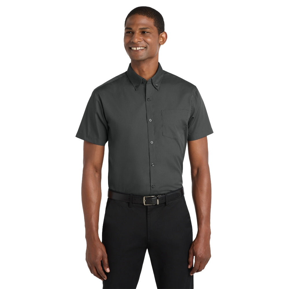 Port Authority® Short Sleeve Carefree Poplin Shirt - Graphite