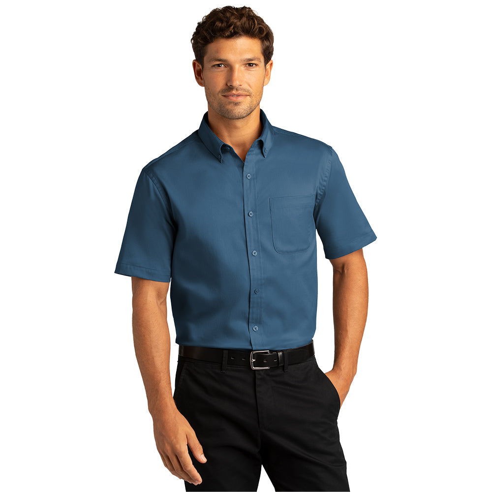 Port Authority® Short Sleeve SuperPro React™ Twill Shirt - Regatta Blue