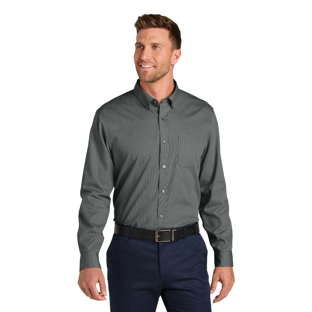 Port Authority® Long Sleeve Nailhead Easy Care Shirt - Deep Black