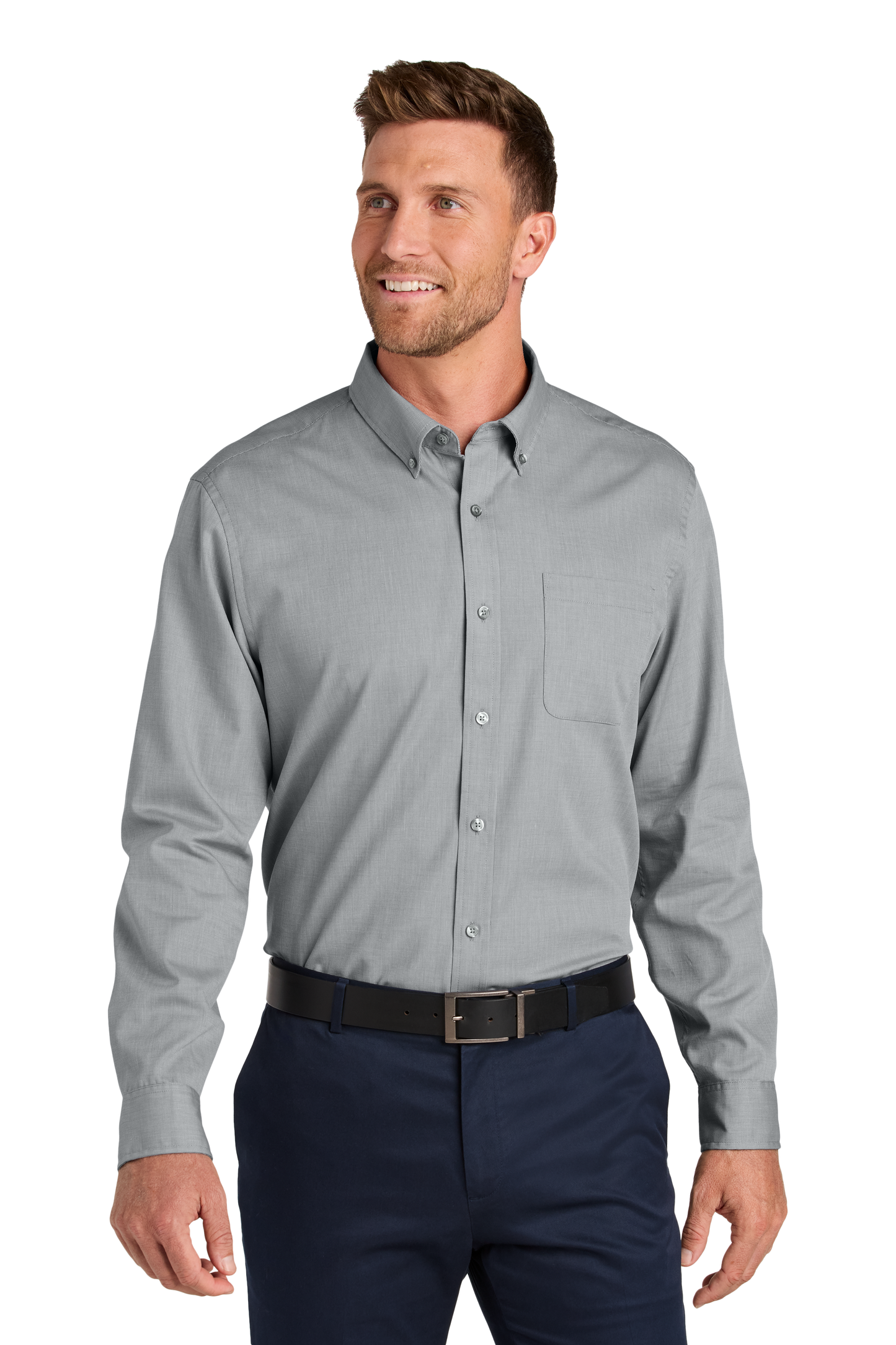 Port Authority® Long Sleeve Nailhead Easy Care Shirt - Gusty Grey