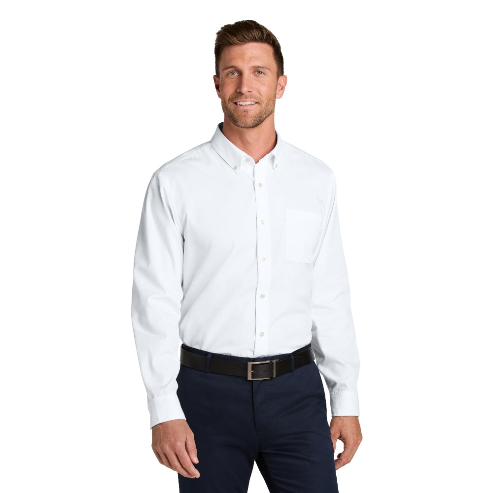 Port Authority® Long Sleeve Nailhead Easy Care Shirt - White