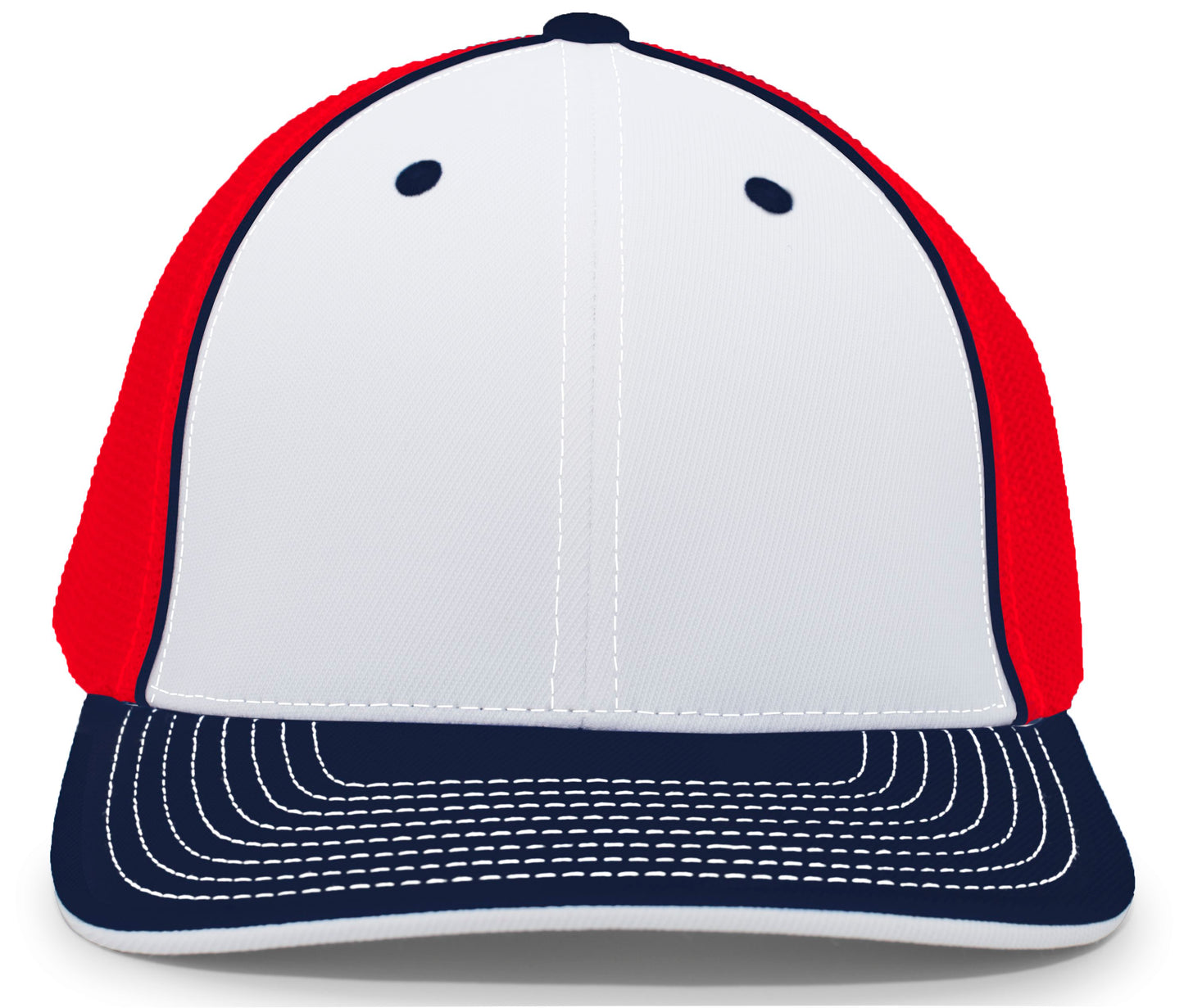 Pacific Headwear Trucker PacFlex Cap - White/Red/Navy