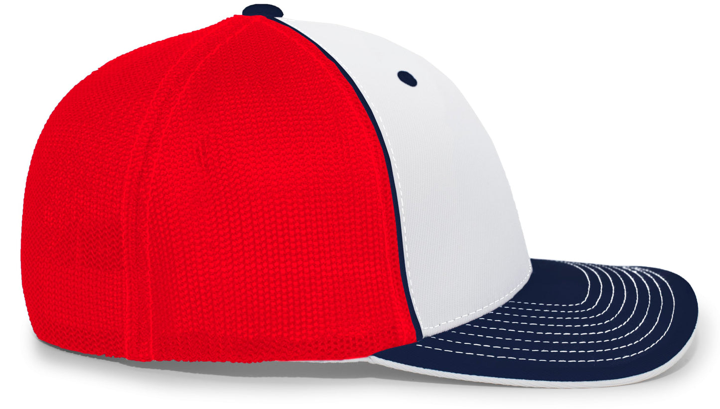 Pacific Headwear Trucker PacFlex Cap - White/Red/Navy