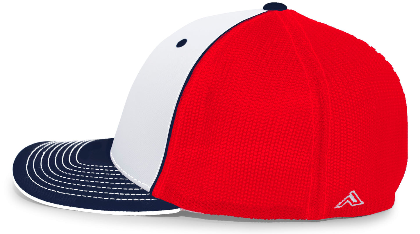 Pacific Headwear Trucker PacFlex Cap - White/Red/Navy