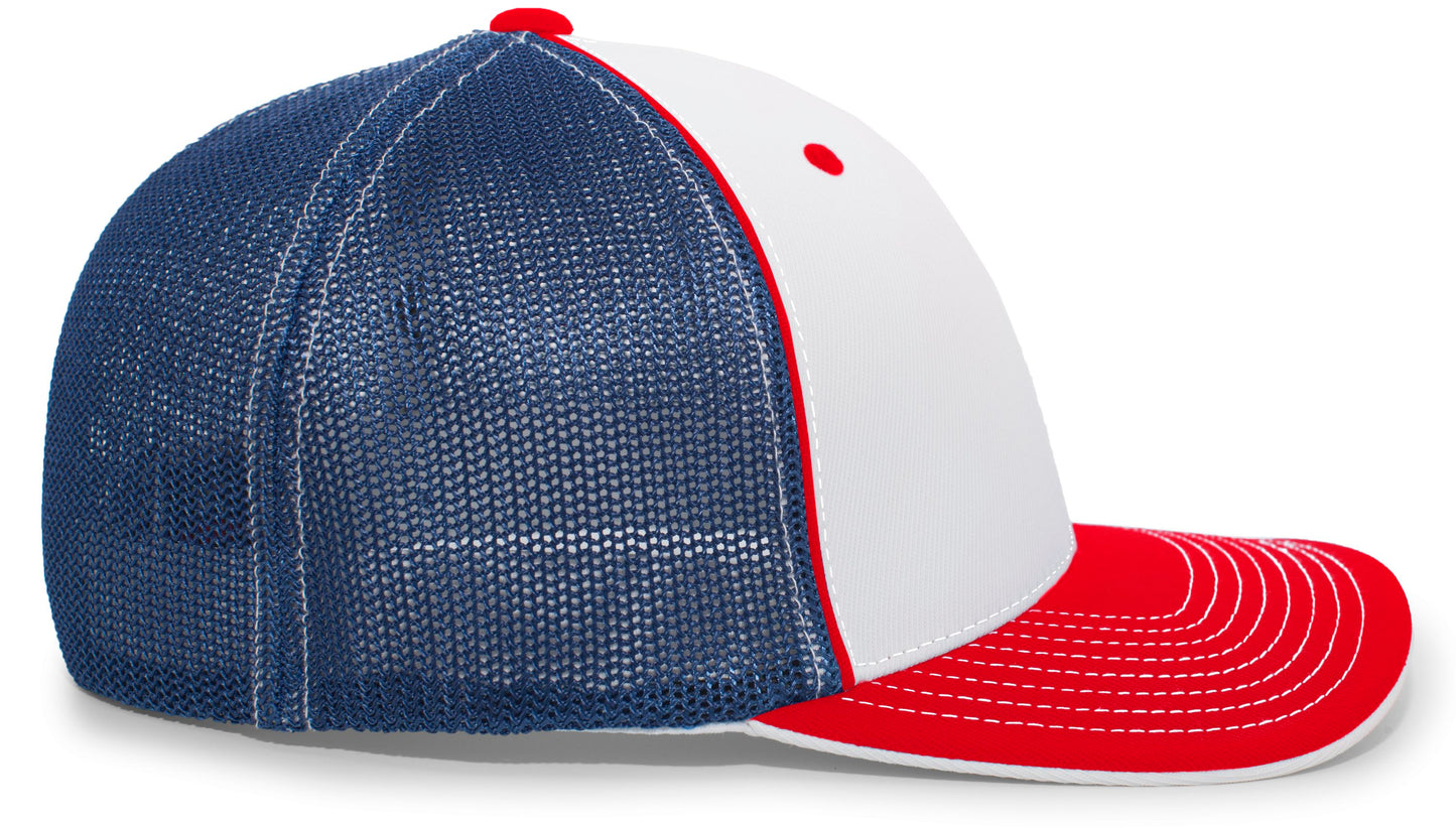 Pacific Headwear Trucker PacFlex Cap - White/Royal/Red