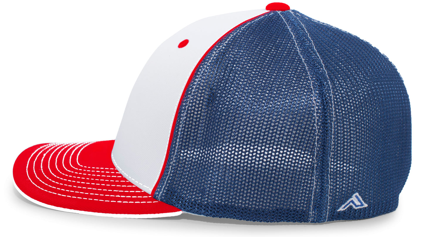 Pacific Headwear Trucker PacFlex Cap - White/Royal/Red
