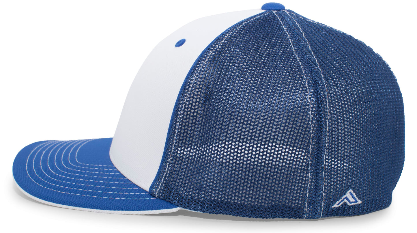 Pacific Headwear Trucker PacFlex Cap - White/Royal/Royal
