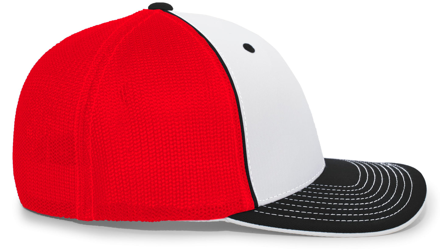 Pacific Headwear Trucker PacFlex Cap - White/Black/Red