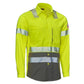 Bulwark Men's Hi-Visibility Color Block Uniform Shirt - Hi-Vis Yellow/Heather Grey